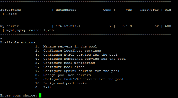 BitrixVM Menu