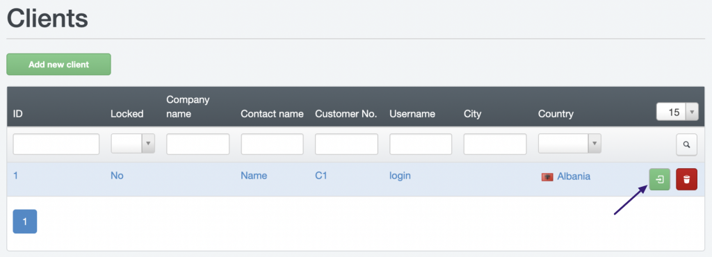 Login as client